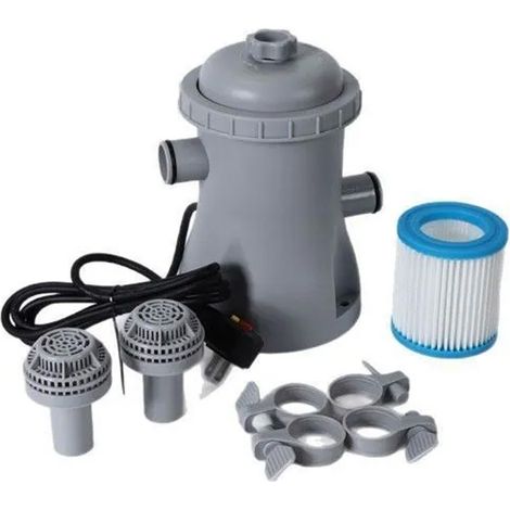 Pompe de filtration pour piscine – Double cartouche filtrante, légère et portable – Pour petites piscines hors-sol – 125 L/h – Gris (1/5)