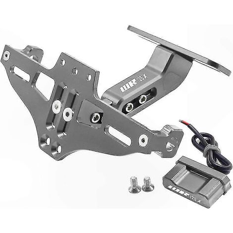 Support de plaque d'immatriculation universel avec éclairage LED pour motos 2012-2016 (gris) (1/5)