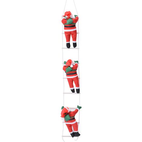 Scala di Natale - Corda di Babbo Natale - Decorazioni natalizie - Supporti per statuette di Babbo Natale - Scala per tre persone (25 cm) - 1 pezzo