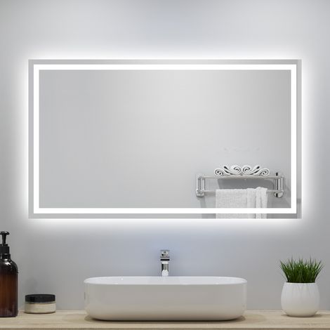 OCEAN Specchio da bagno 140x80cm con LED, Antiappannamento,Memoria,IP44, Vetro HD (1/4)