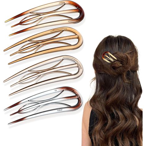 Épingle À Cheveux Française - 10 Cm - Acrylique Translucide - Pour Tous Types De Cheveux - Lot De 4 (1/5)