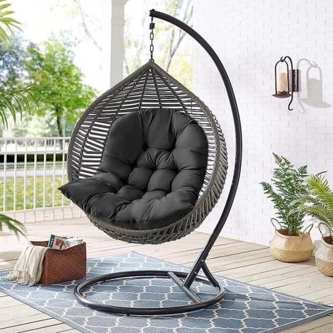Ecleanfy - Fauteuil suspendu suspendu en forme d'œuf pour jardin ou intérieur, avec coussin épais (coussin d'assise uniquement) (1/5)