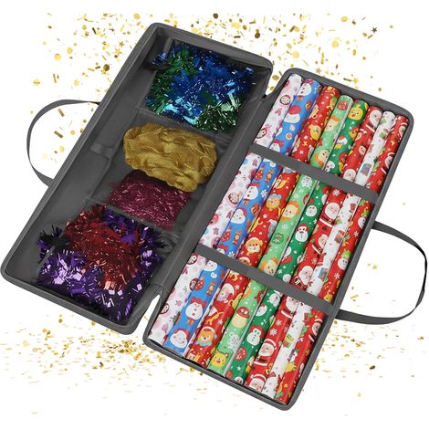 Relaxdays organizer per carta regalo, chiusura a zip, manici, 3 tasche per accessori, HxLxP: 34 x 82 x 13 cm, grigia
