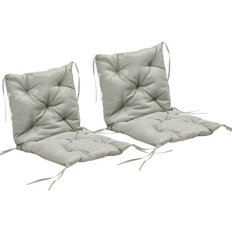 2er-Set Stuhlkissen 98 x 50 cm mit Bindebändern, Stoffbezug, 8 cm, Hellgrau (1/5)