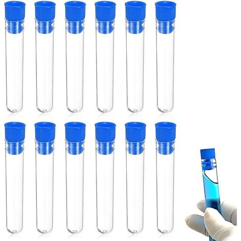Lot de 10 tubes à essai transparents – 100x15 mm – Avec supports – Stockage liquides ou échantillons – Plastique (1/5)