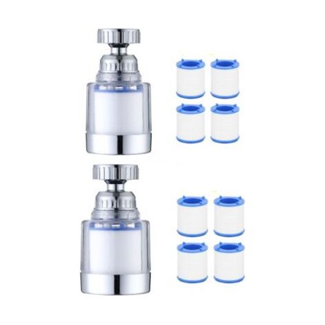 Lot de 2 filtres à eau pour robinet, filtre de robinet anti-calcaire, avec 8 éléments filtrants en coton PP et adaptateur universel pour évier, cuisine, salle de bain (1/5)