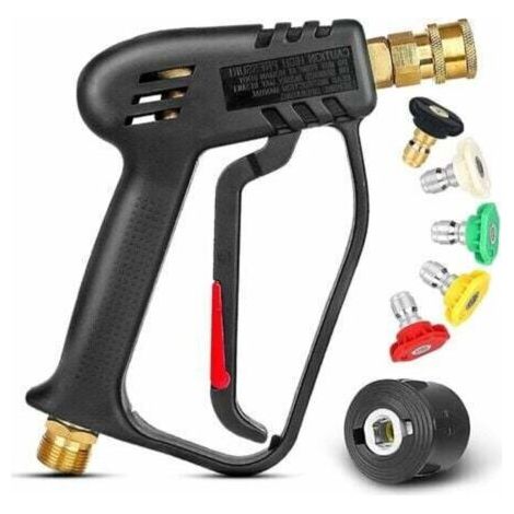 Pistolet nettoyeur haute pression 4000 PSI avec 5 buses de pulvérisation interchangeables, pistolet de lavage à jet avec connexion rapide 1/4 et coupleur M22 (1/5)