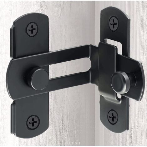 Loquet de porte extérieure, loquet de porte de grange, crochet de porte coulissante en acier inoxydable, verrou de porte coulissante, crochet de sécurité pour porte, fenêtre et armoire (90°, 10 cm, No (1/5)
