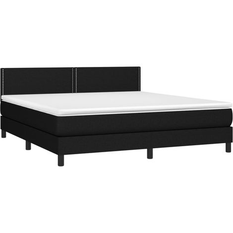 Sommier à lattes de lit avec matelas Noir 160x200 cm Tissu vidaXL (1/5)