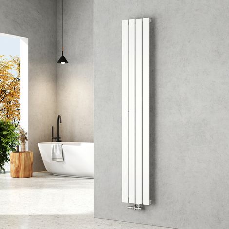 EMKE Radiateur eau chaude en acier, 180x30cm, Tube plat vertical monocouche, Convient pour 8,4 m² Blanc 627W (1/5)