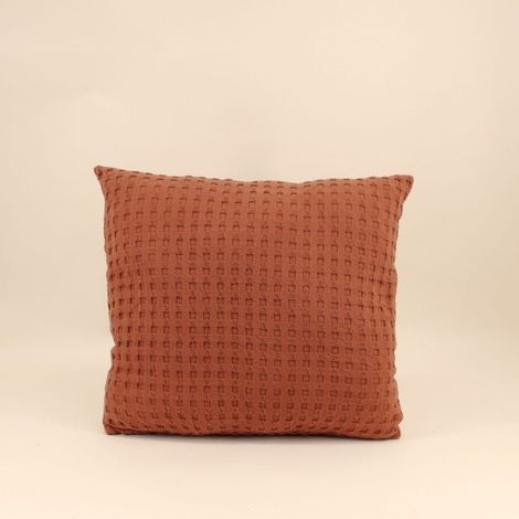 Coussin en tissu gauffré orange 45x45cm (1/5)