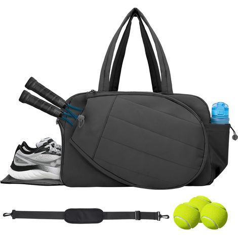 Borsa da tennis con scomparto per scarpe - Borsa da pickleball imbottita extra large, può contenere 2-4 racchette, resistente all'acqua e leggera per uomini e donne (1/5)