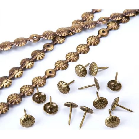 10m Bronze Flower Plated Decorative Nail Strips for Sofas, DIY Furniture Accessories (11mm) (1/4)
