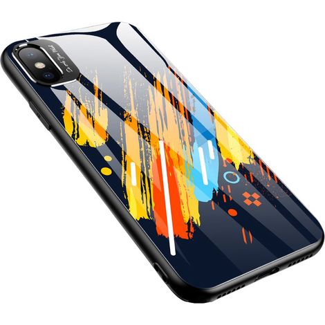 cofi1453® Color Glass Case Handyhülle Schutzhülle aus Schutzglas kompatibel mit iPhone Xs Cover Zubehör Bumper Schutz Motiv 5 (1/5)