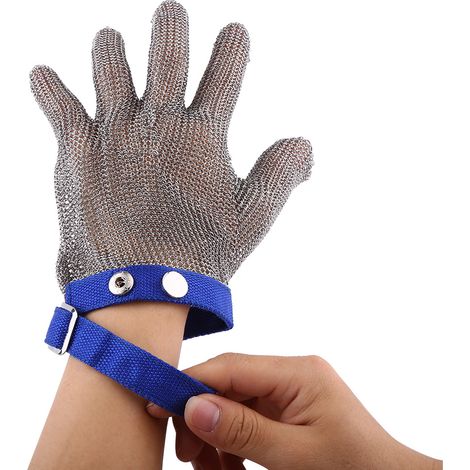 Gants annulaires en acier inoxydable 304 résistants aux coupures de niveau 5, ambidextres, un seul à vendre. (1/5)