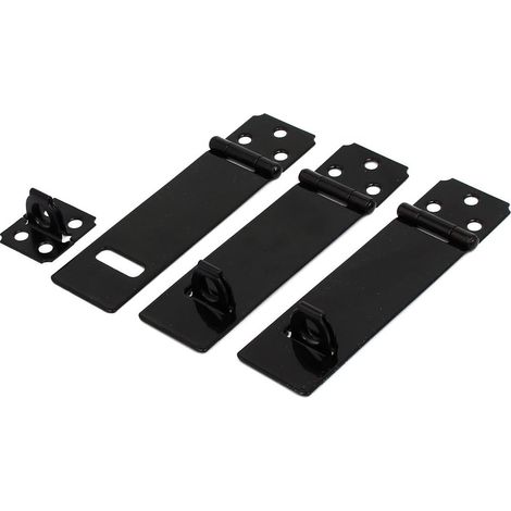 3 pièces 100mm 4' 'Schraube Feste Haspe Klammerschloss Schwarz pour Schranktor Tür (1/2)