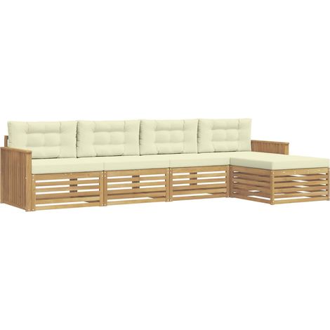 Outdoor Sofa Set 5 pcs White and Cream vidaXL (1/5)