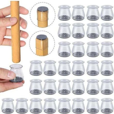 32 pezzi Protezioni in silicone per gambe di sedia, taglia: piccola (adatta a 23-32 mm), cuscinetti per sedia piccoli, protezioni trasparenti in silicone per pavimenti per gambe di sedia con feltrini, (1/4)