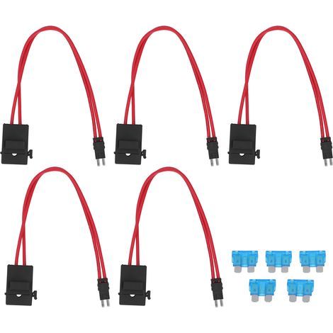 Kfz-Sicherungshalter-Stecker, 5 Stück, Mini-Hochleistungs-Kabelverlängerung für Fahrzeug-ATM 20A 16AWG mit 5 ACM-Sicherungen, 9,1 mm lange Füße (1/5)