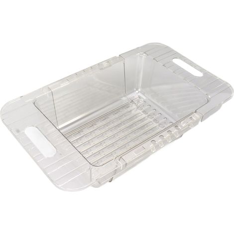 Obst- und Gemüsesieb für die Küchenspüle, moderner und minimalistischer Stil, aus PET, mit transparentem Teleskopfilter. (1/5)