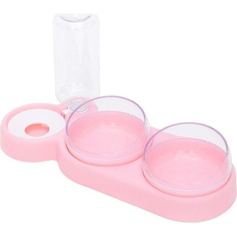 Gamelle pour chat double surélevée, inclinaison à 15 °, gamelle anti-vomissements pour chat 3 en 1 avec fonction de stockage automatique de l'eau, adaptée aux chats et aux chiots (1/5)