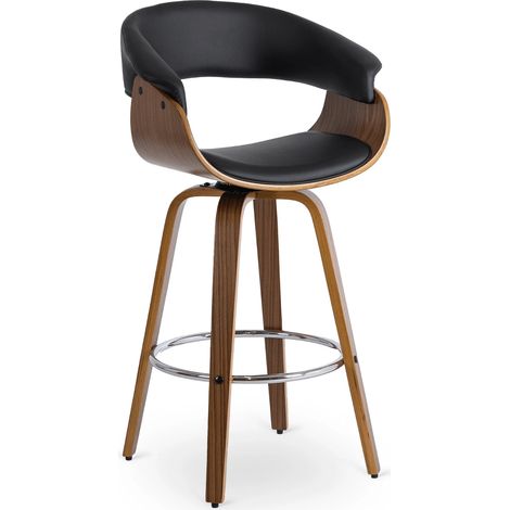 Taburete de comedor giratorio de madera curvada Jersey Black/Walnut Loft (1/5)