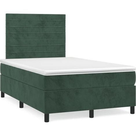 vidaXL Letto a Molle con Materasso e LED Verde Scuro 120x190cm Velluto (1/5)