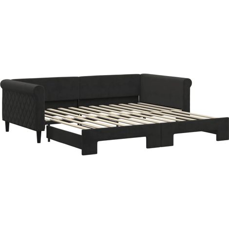 Maison Exclusive - Lit de jour avec gigogne sans matelas noir 100x200 cm