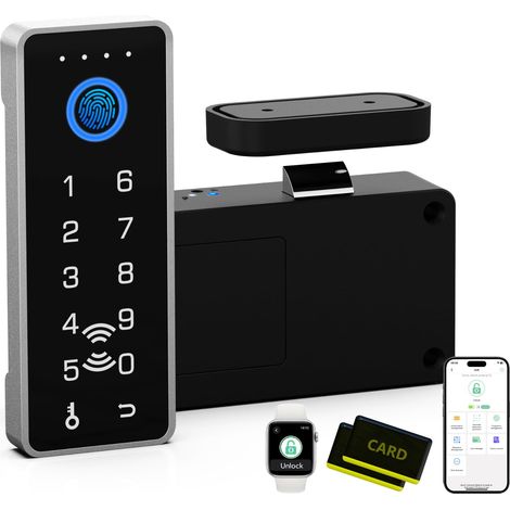 Verrou intelligent de placard avec empreintes digitales NFC Sécurité enfant pour armoire placard vertical (1/5)