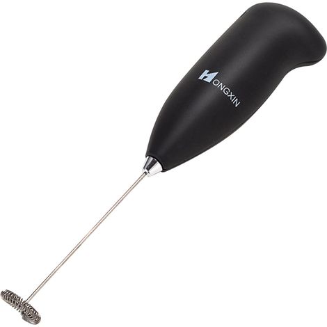 Frother Électrique À Lait - Fouet En Acier Inoxydable - Pour Café, Matcha, Chocolat Chaud, Shakes - Fonctionne Avec 2 Piles AA - Noir (1/5)