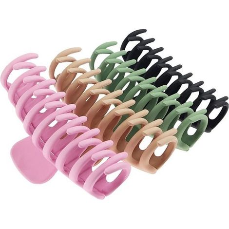Lot de 4 grandes pinces à cheveux pour femmes, grandes pinces à cheveux pour cheveux fins, épais et bouclés - 4 couleurs (1/5)