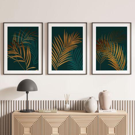 Lot de 3 Affiches / Posters Triptyque - Feuilles - 3 Affiches - 70x100 cm (Cadres non fournis) - Photo pleine page (1/5)