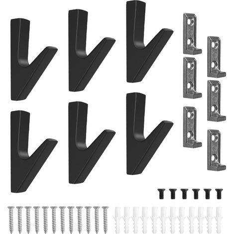 6 Pièce Porte Manteau mural Noire, Patère Murale à Toute Épreuve, Patères Portemanteaux pour Entrée, Simple et Moderne, Crochet mural en Aluminium, pour Salon, Chambre, Salle Bain, Cuisine (1/5)