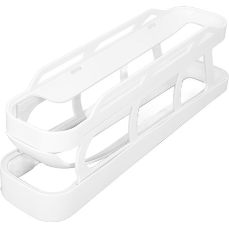 Distributeur d'œufs à roulettes à 2 niveaux, gain de place, porte-œufs automatique à enroulement pour réfrigérateur ou comptoir, blanc (1/5)
