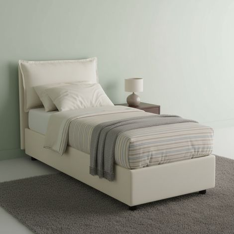 Lit Simple Abroghat, Déhoussable, Fabriqué en Italie, Beige (1/5)