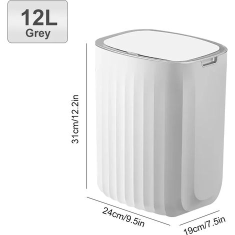 (Poubelle intelligente grise rechargeable par USB 12L), grande capacité, capteur d'étanchéité automatique. (1/5)
