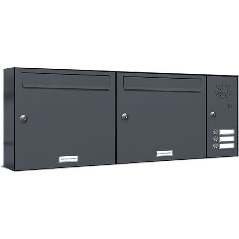 2er Briefkasten Anlage Aufputz - Wandmontage RAL 7016 Anthrazit 3 Klingel (1/5)