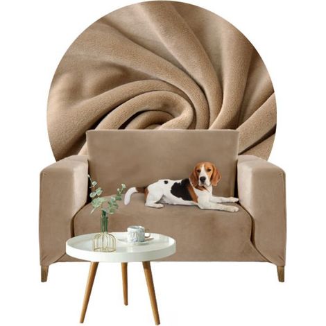 Housse De Canapé - Velours Camel - Pour Canapé 1 Place - 90 À 140 Cm - 1 Pièce