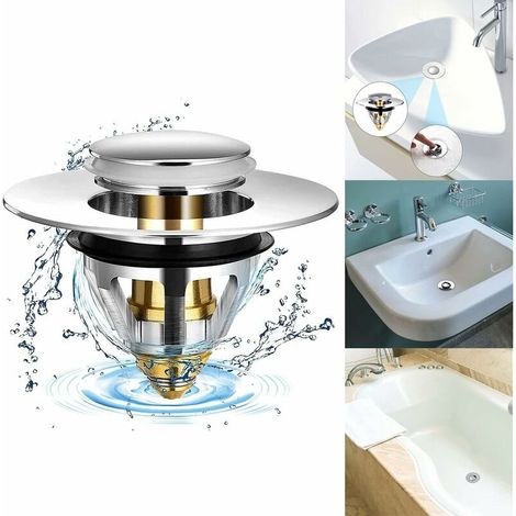 Bonde de Lavabo UniversPop-Up Bouchon Lavabo, Flitre de Vidange Anti-Bloqué, Bouchon Lavabo Salle de Bain, Bouchon Baignoire pour Lavabo de Cuisine, pour Trous de Drainage 34 - 41mm (1/3)