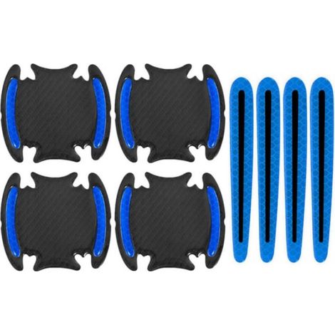 8 Pièces Autocollants Réfléchissants de Poignée de Porte de Voiture Bleu Anti Rayures Poignée Protection Film Porte Tasse Bol Tampon Sécurité Bandes (1/5)