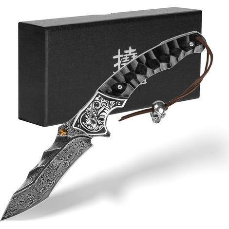 Shiori 撓 Nikuya - cuchillo de caza hecho de acero de Damasco (1/5)