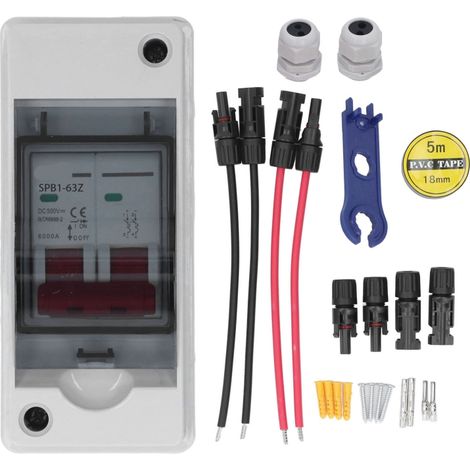 Sectionneur PV étanche IP65 – Boîtier distribution + mini-disjoncteur – DC500V 20A – Pour installation solaire extérieur