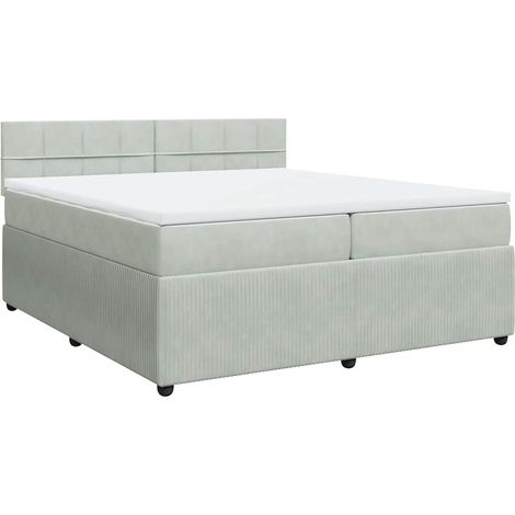 Maison Exclusive - Giroletto a Molle con Materasso Grigio Chiaro 200x200cm Velluto (1/5)