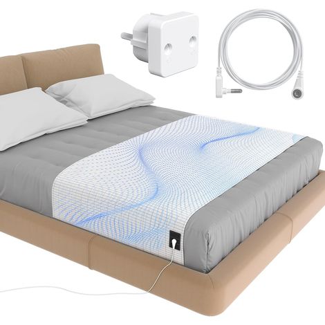 Tapis de mise à la terre pour lit, 95 % coton biologique + 5 % fibre d'argent pure, idéal pour le sommeil, l'énergie, le soulagement de la douleur, l'inflammation, l'équilibre – 4,5 m de câble (1/5)