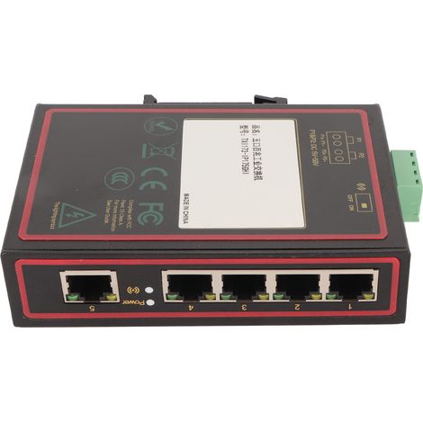Commutateur Ethernet industriel 5 ports 100 Mbps, montage sur rail DIN, protection IP40, commutateur réseau non administrable pour l'industrie de la surveillance (1/5)