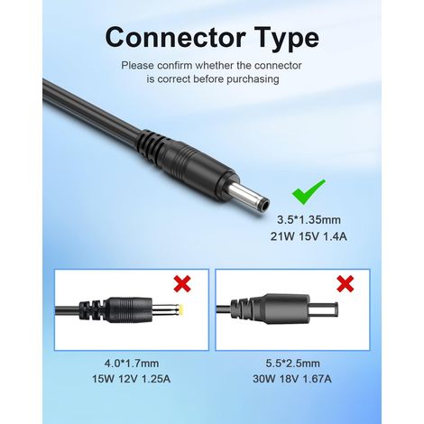 Alimentation 21W Chargeur Compatible avec Alexa Echo (1re 2e Gén) Echo Show (1ère Gén) Echo Plus (1ère Gén) Fire TV (2e Gén) Echo Look Echo Link 15V 1.4A Adaptateur Secteur Charger Câble 1,8M