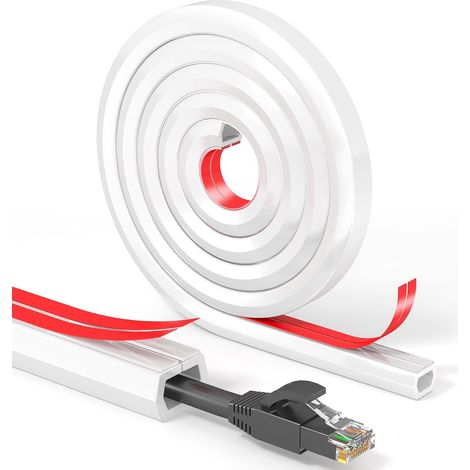 Cache Câble Auto adhésif Blanc 15mmx2m Conduit Souple pour Gestion des Câbles, Installation Murale Facile. (1/5)