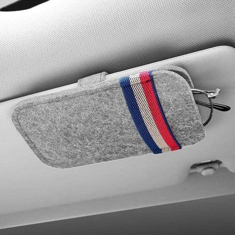 Porte-Lunettes de Voiture,Rangement Voiture,Gadget Voiture,Porte Lunettes pour Visière de Voiture,Clips de Lunettes pour Pare-Soleil de Voiture,étui à Lunettes de Soleil pour Voiture(Gris) (1/4)