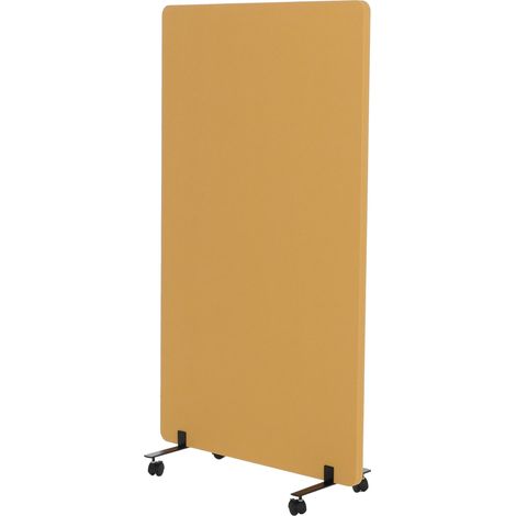 [NON UTILIZZATO] Parete divisoria acustica HHG-957, divisore separè per ufficio, bacheca, a doppia parete, arrotolabile, in stoffa/tessuto, 147x80 cm, giallo (1/5)
