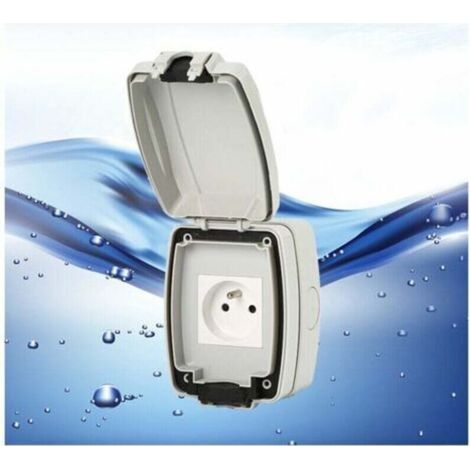 Prise murale étanche IP66 pour usage intérieur et extérieur – prise simple résistante à la poussière et aux intempéries, idéale pour jardin, terrasse, garage et atelier